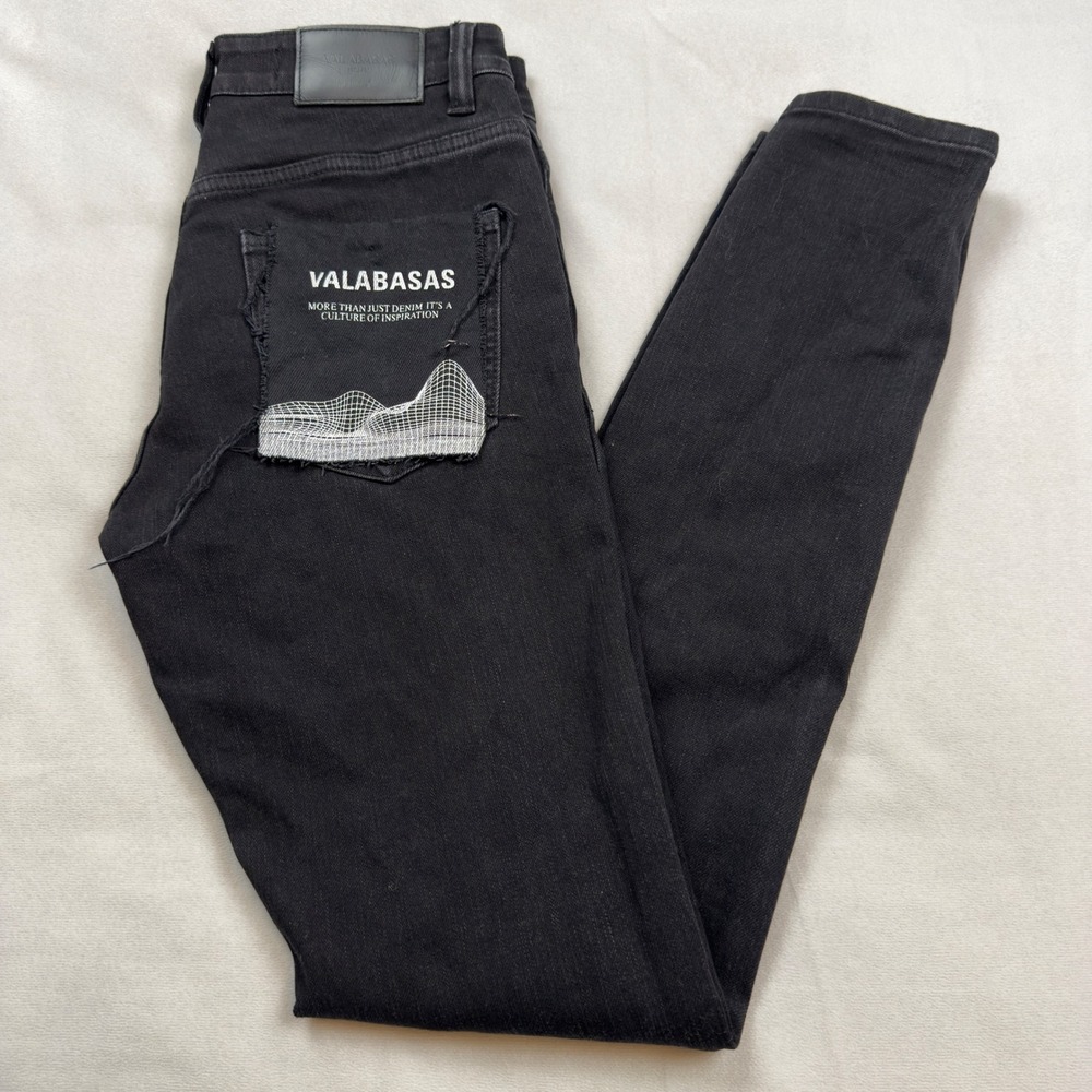 Valabasas Black Stacked Skinny Jeans Mens 30 Stretch Streetwear EUC